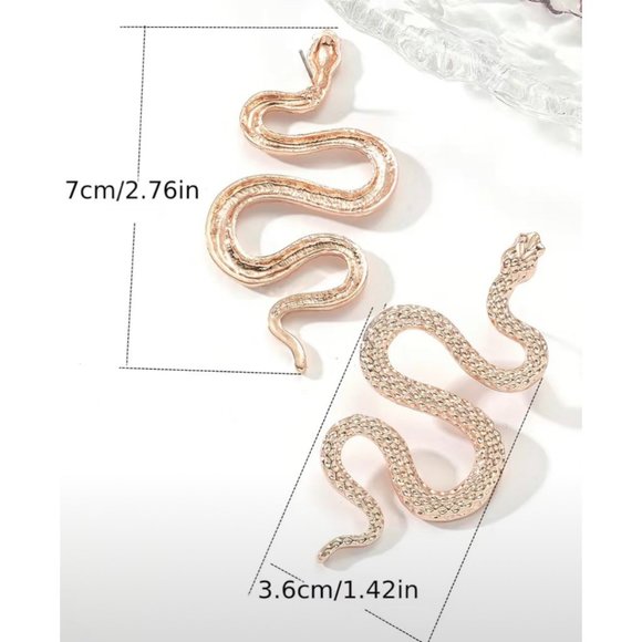 "Basilisk" Stud Earrings Snake Zinc Alloy Dangle Drop Earrings - Picture 2 of 3